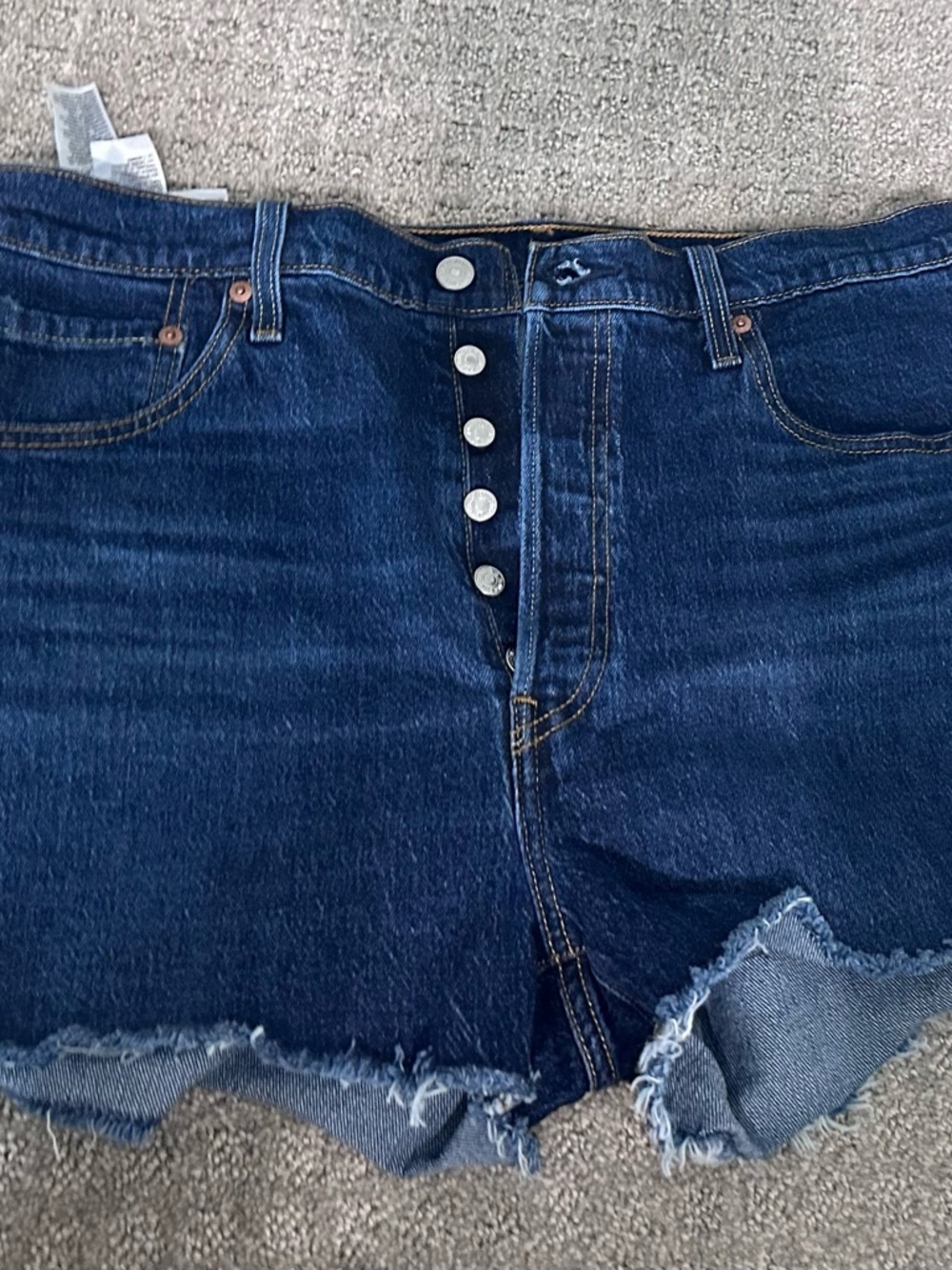 Levi 501 Dark Wash High-Rise Button Fly Denim Cutoff Shorts